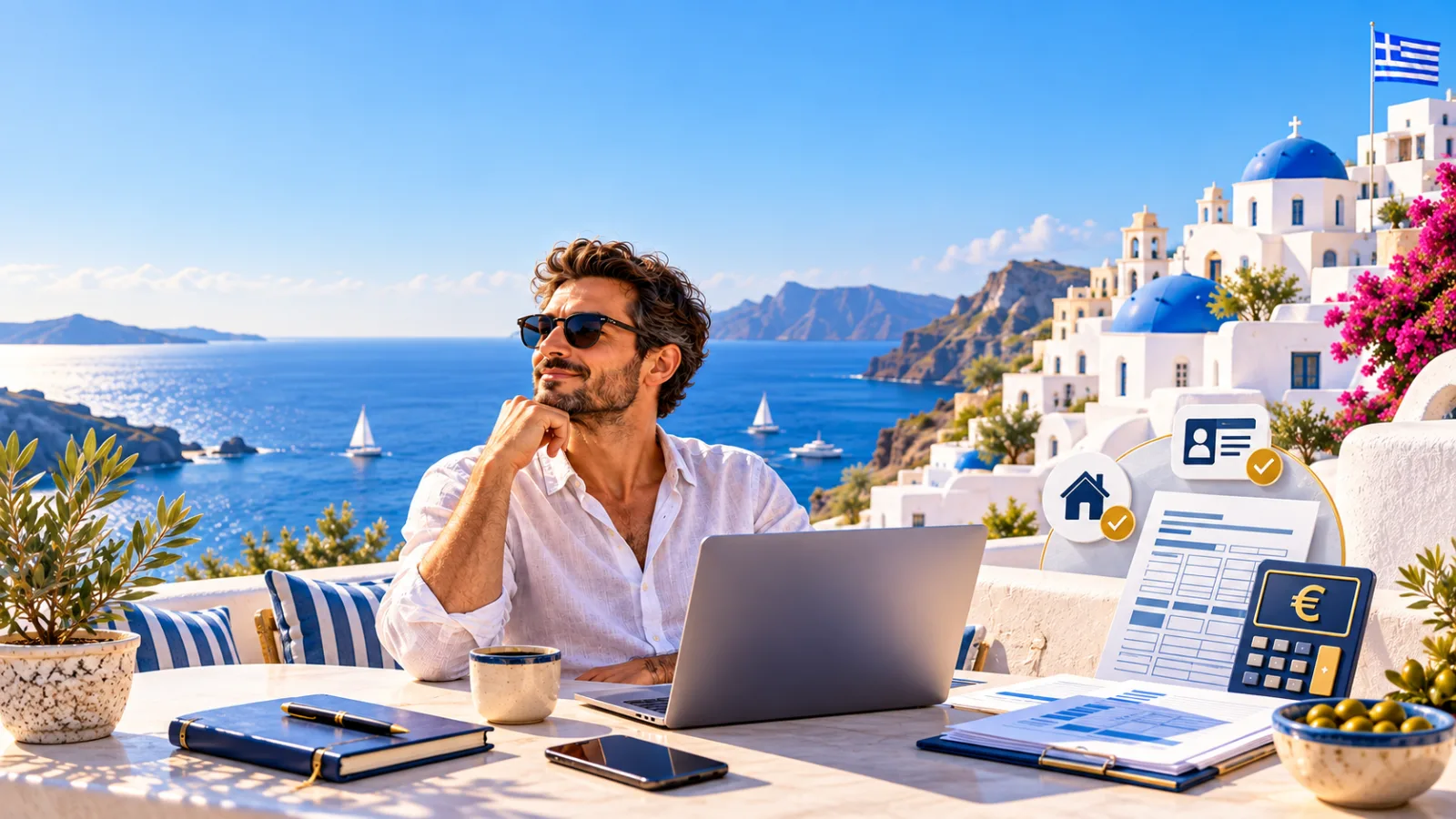 Εργαζόμενος εξ αποστάσεως με laptop στην Ελλάδα